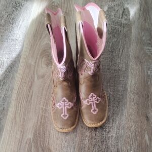 Twister Kids Boots with Pink and Brown Design